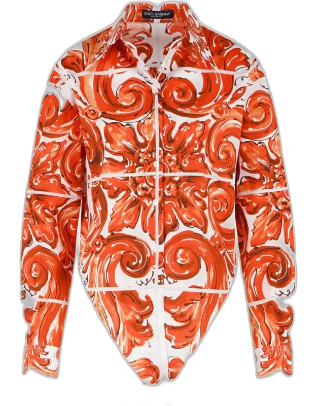 Majolica Print Cotton Poplin Shirt