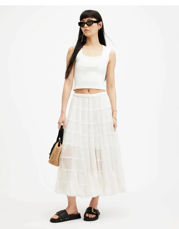 Eva Elasticated Waist Tiered Maxi Skirt