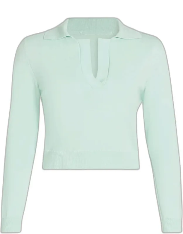 Long-sleeve Wool Polo Sweater