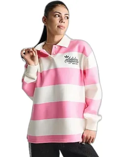 Original Striped Long-sleeve Collar Crewneck Sweatshirt