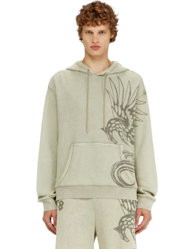 Hoodie In Textured Cotton Mesh