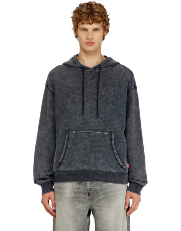 Hoodie In Textured Cotton Mesh
