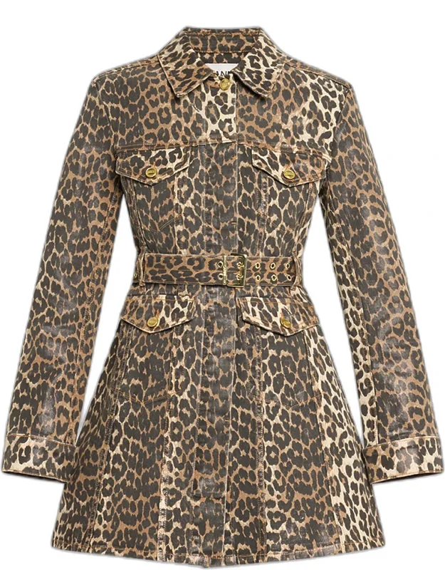 Leopard Foiled Denim Mini Dress