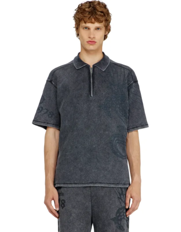 Mesh-jacquard Polo Shirt With Phoenix Print