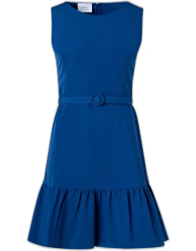 Sleeveless Belted Ruffle Dress
