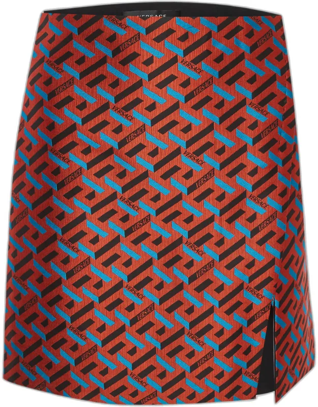 La Greca Print Jacquard Mini Skirt