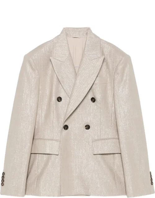 Double-breasted Metallic-effect Blazer
