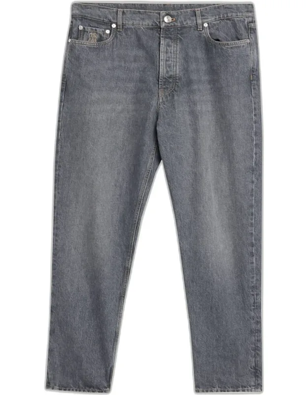 Rinsed Grey Denim Straight-leg Jeans