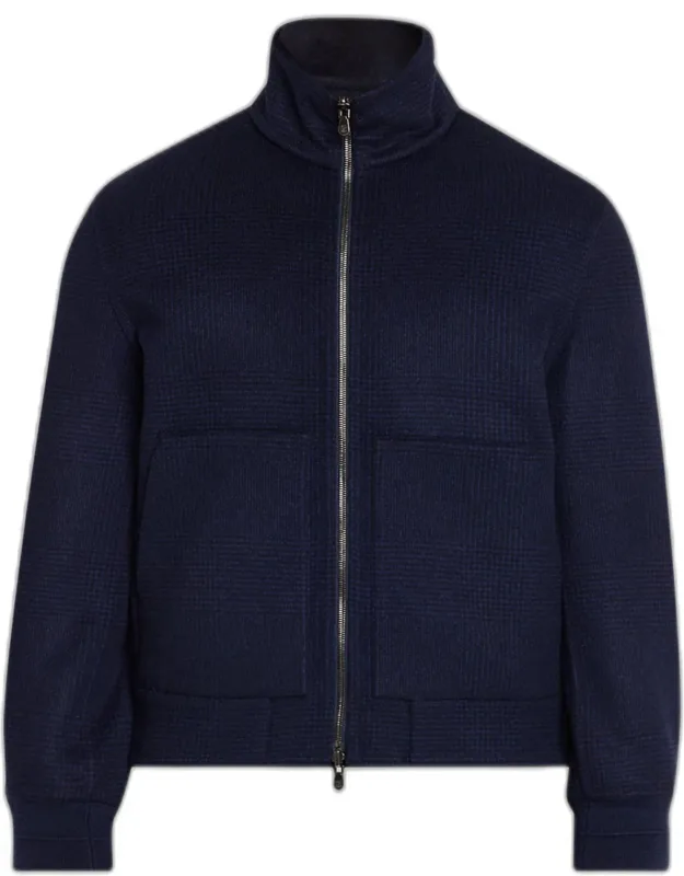 Cashmere Textured Full-zip Bomber Jacket