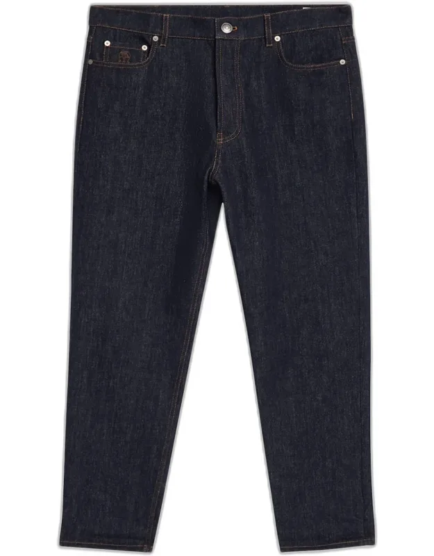 Rinsed Dark-wash Denim Straight-leg Jeans