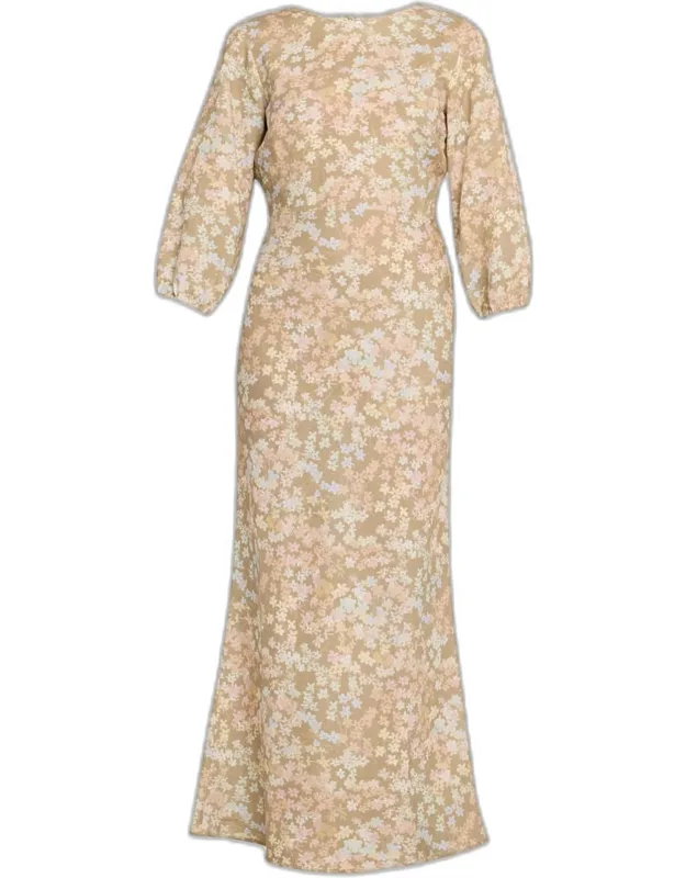 Floral Linen Maxi Dress