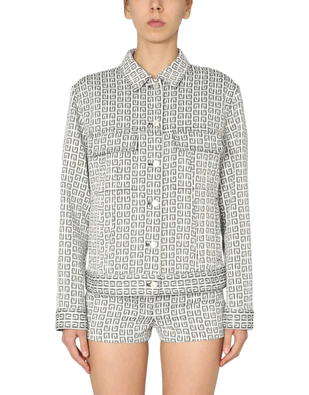 4g Jacquard Jacket With Button Front Closure And 4g Metal Rivet