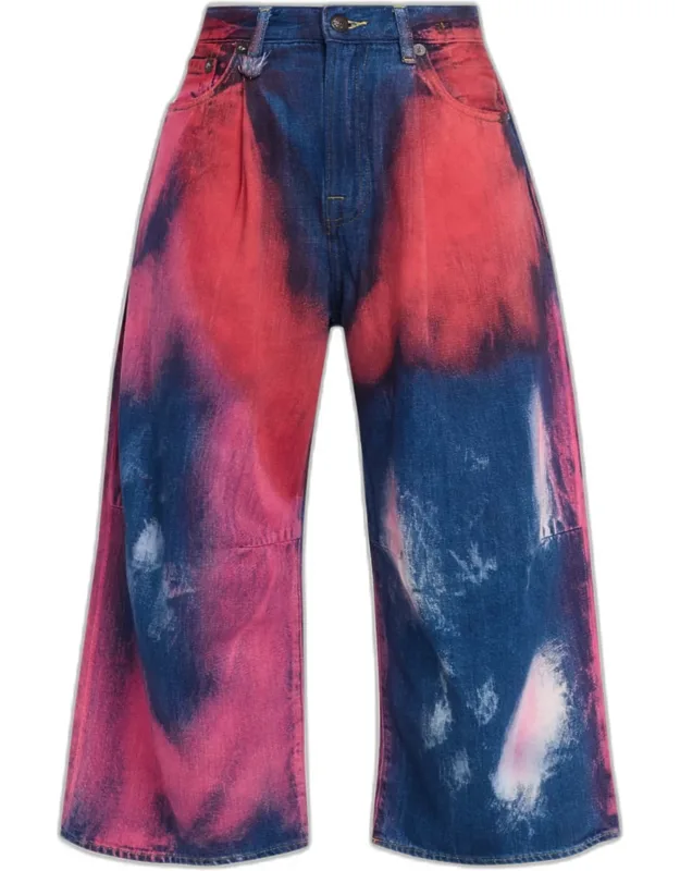 Tie-dye Cropped Wide-leg Jeans