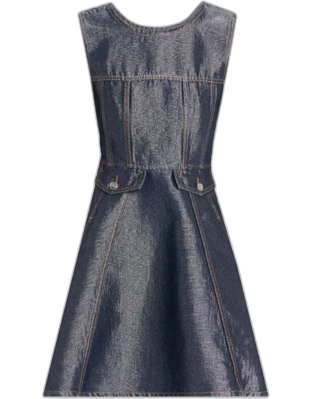 Metallic Denim Fit-and-flare Mini Dress