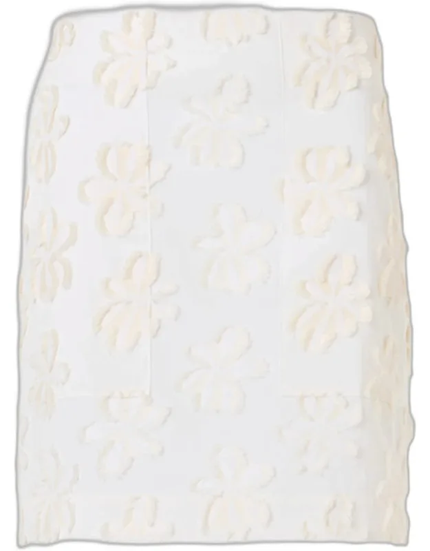 3d Flower Jacquard Cotton Poplin Mini Skirt