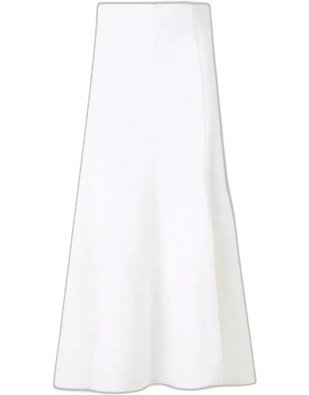 High-waist Front Pleat Stretch Denim Midi Skirt