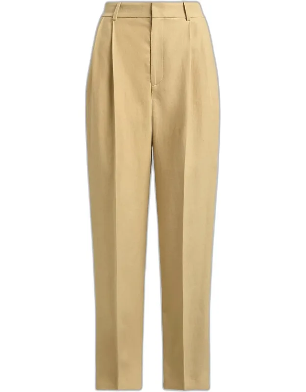 Hemp Pleated Tapered Trousers
