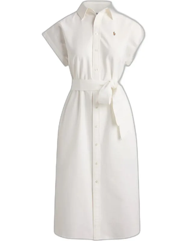 Belted Cotton Oxford Shirt Dress