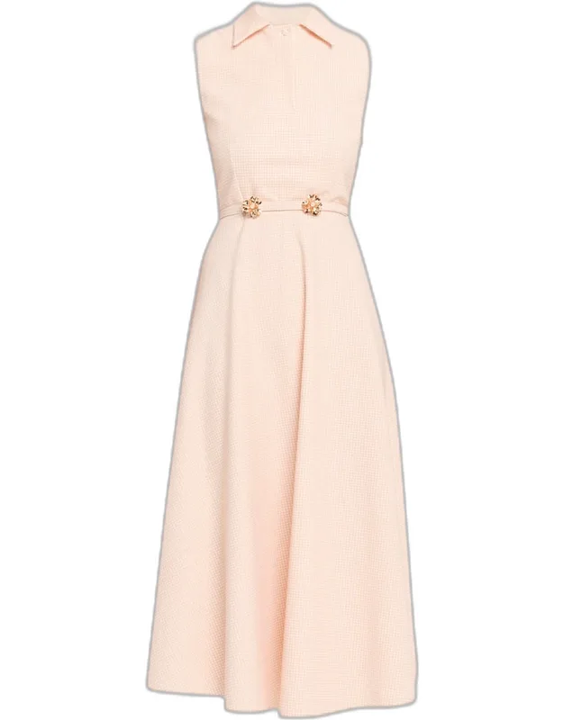 Belted Gingham-print Midi Dress