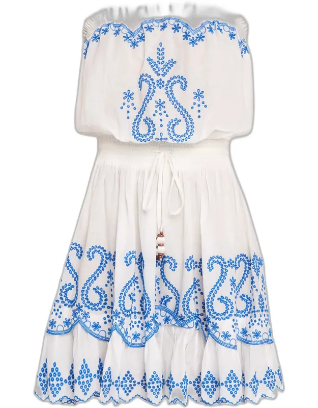 Embroidered Strapless Mini Dress