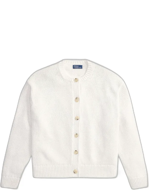 Linen-blend Crewneck Cardigan
