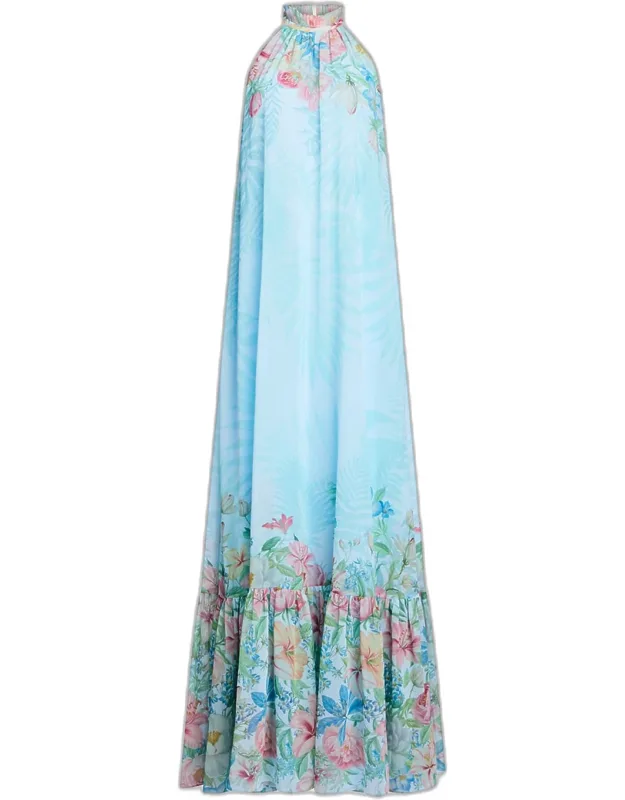 Floral Chiffon Halter Dress