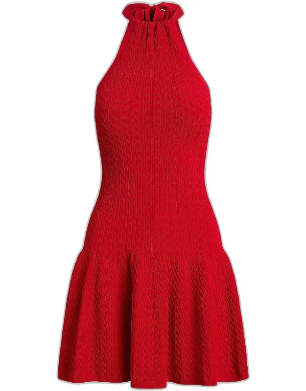 Cable-knit Halter Mini Dress