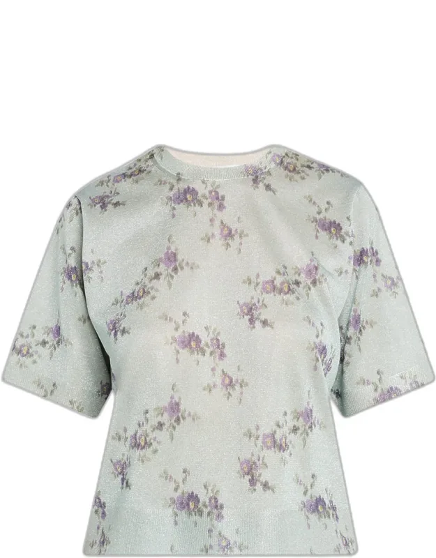 Floral Metallic Crewneck T-shirt
