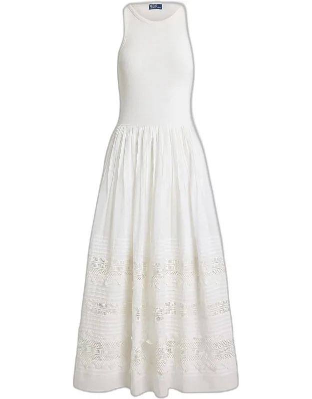 Lace-trim Tank Midi Dress