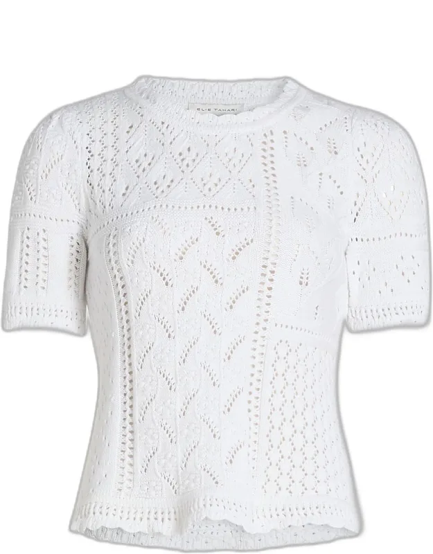 Pointelle Cotton Knit Sweater