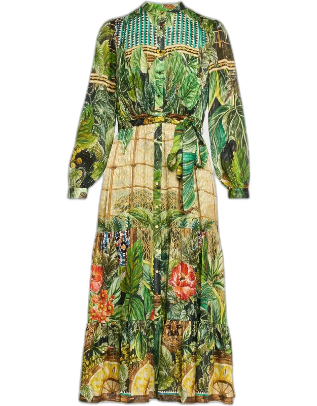 Lilou Greenhouse-print Midi Shirtdress