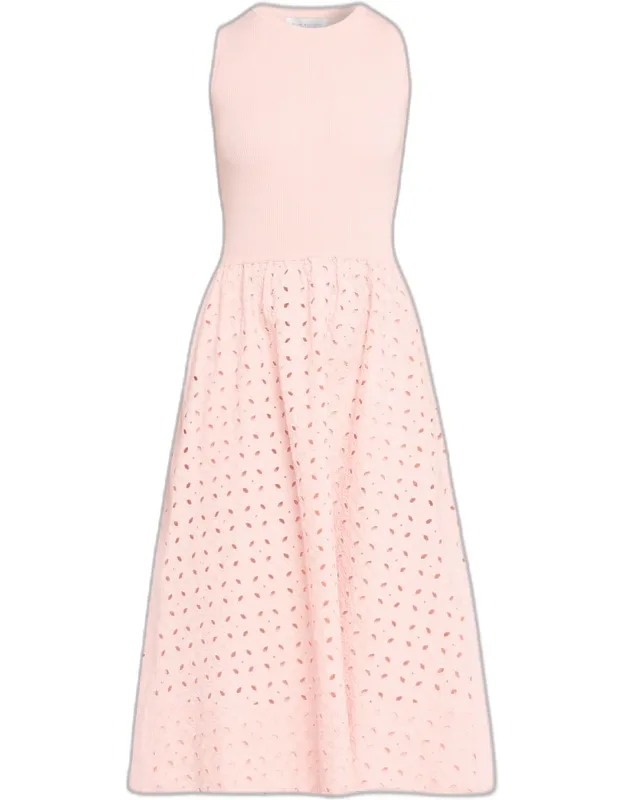 The Emma Sleeveless Eyelet Knit Midi Dress