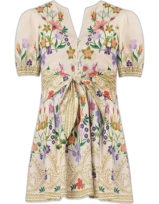 Floral-print Stretch Cotton Mini Dress