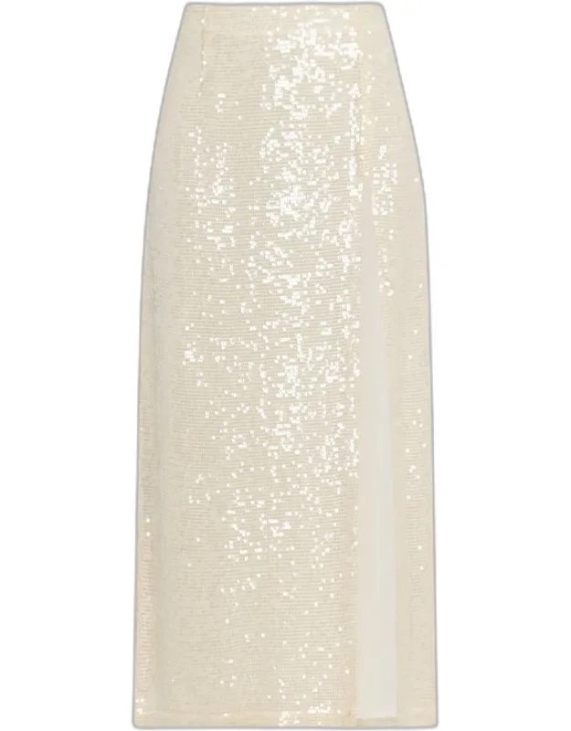High-waist Sequined Slit Midi Dress
