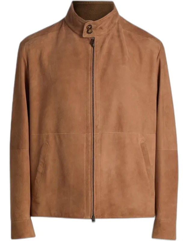 Suede Stand-collar Bomber Jacket