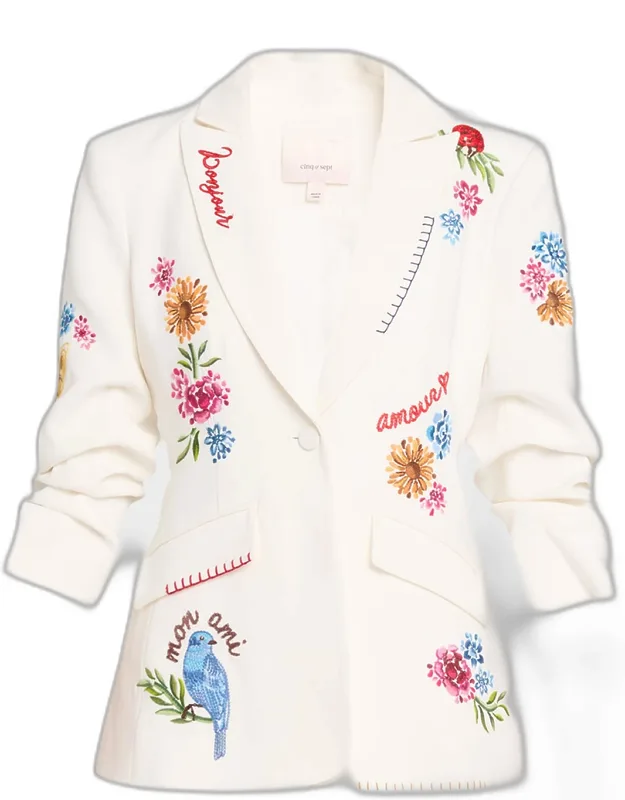 Embroidered Vine Blazer