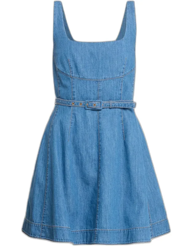 Belted Denim Mini Dress