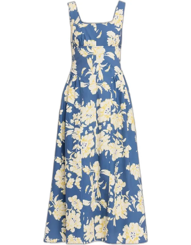 Floral Poplin Midi Dress