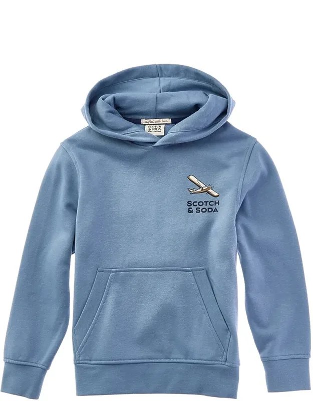 Fleece Pullover Hoodie With Graphic Back Detail, Kangaroo Pocket