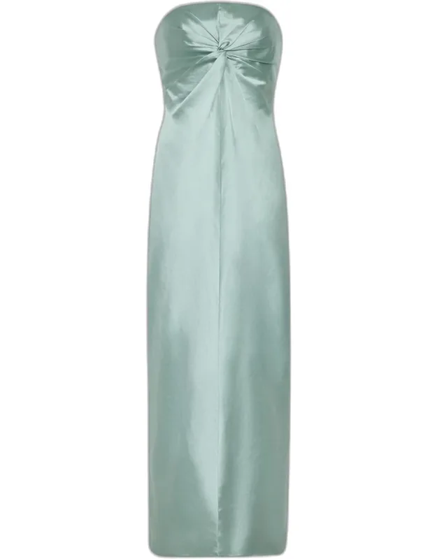 Strapless Satin Maxi Dress