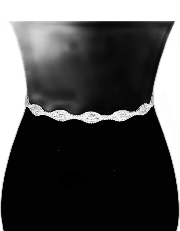 Crystal Marquise Sash Ribbon Bridal Wedding Belt / Headband