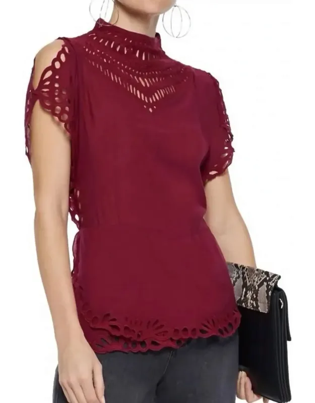 Voile Broderie Peplum Top