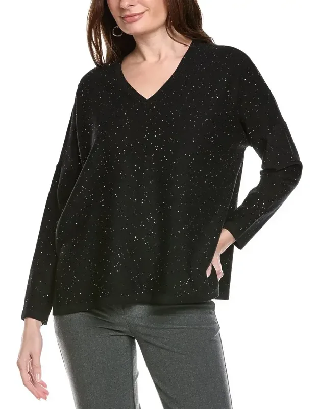 Sweater With Micro Sequin Accents, Dropped-shoulder Sleeves
