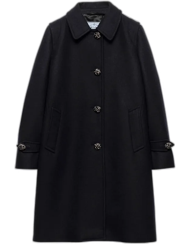 Loden Leather-button Single-breasted Wool Coat