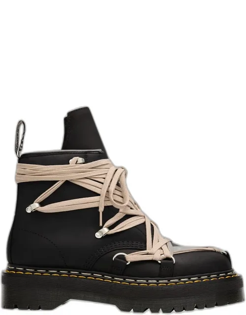 Quad Sole Mega Lace Leather Ankle Boots