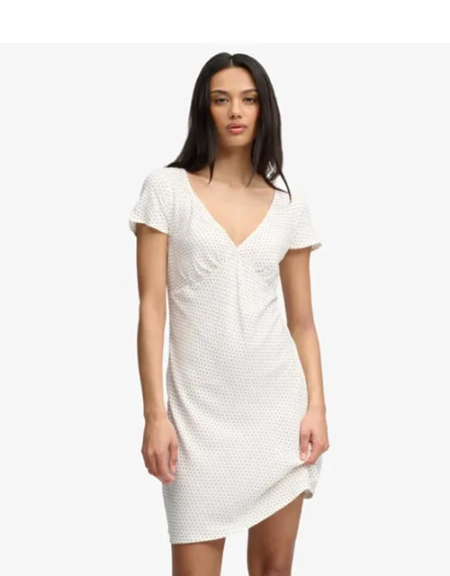 Printed Sweetheart Short Sleeve Mini Dress