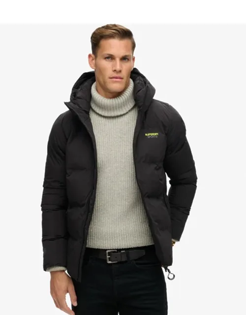 Fully Lined Logo Embroidered Hooded Boxy Puffer Jacket