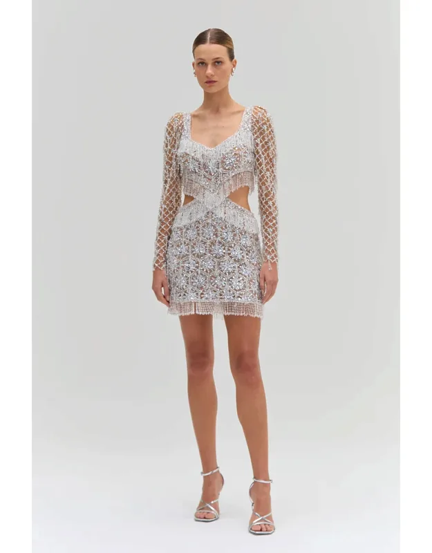 Crystal Embroidery Long Sleeve Mini Dress