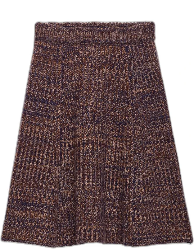 Cashmere-wool Mouline Midi Skirt