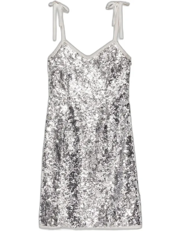 Sequin Tie-shoulder Midi Dress